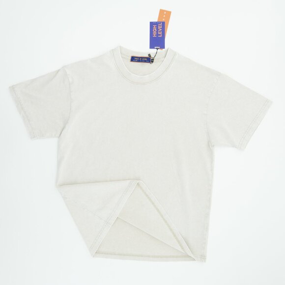 Cream Washed HEAVYWEIGHT 225gsm 100% cotton Oversized Boxy T-shirt HIGH LEVEL HL - Picture 2 of 6